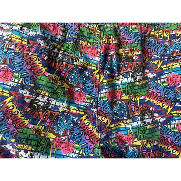 Thrill 94 Graffiti Print Jogger Pants Elastic Waist Cuffed Ankles Cotton Size 3X - Picture 3 of 6